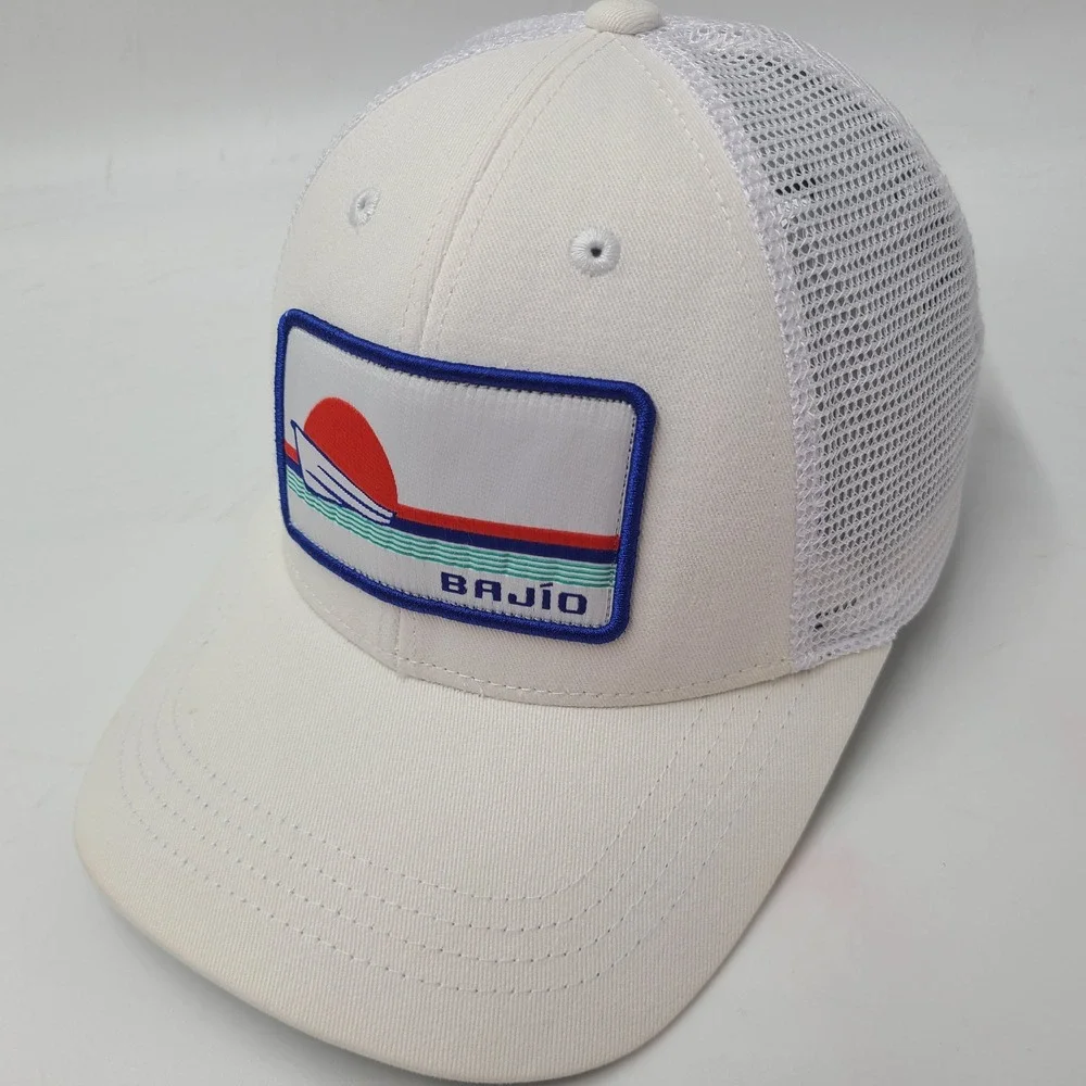Bajio Hat Snapback Trucker Mesh White Blue Red Fishing Boat Patch Sunglass Brand